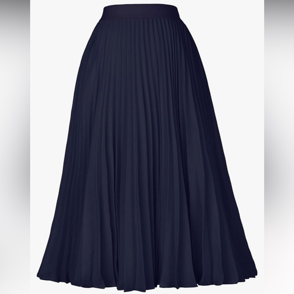 Pleated A-Line Chiffon Midi Skirt NWOT - Picture 2 of 2